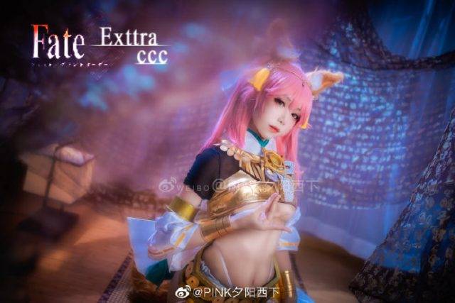 PINK夕阳西下cosplay《Fate/EXTRA》玉藻前神话礼装，魅力惊艳！-1