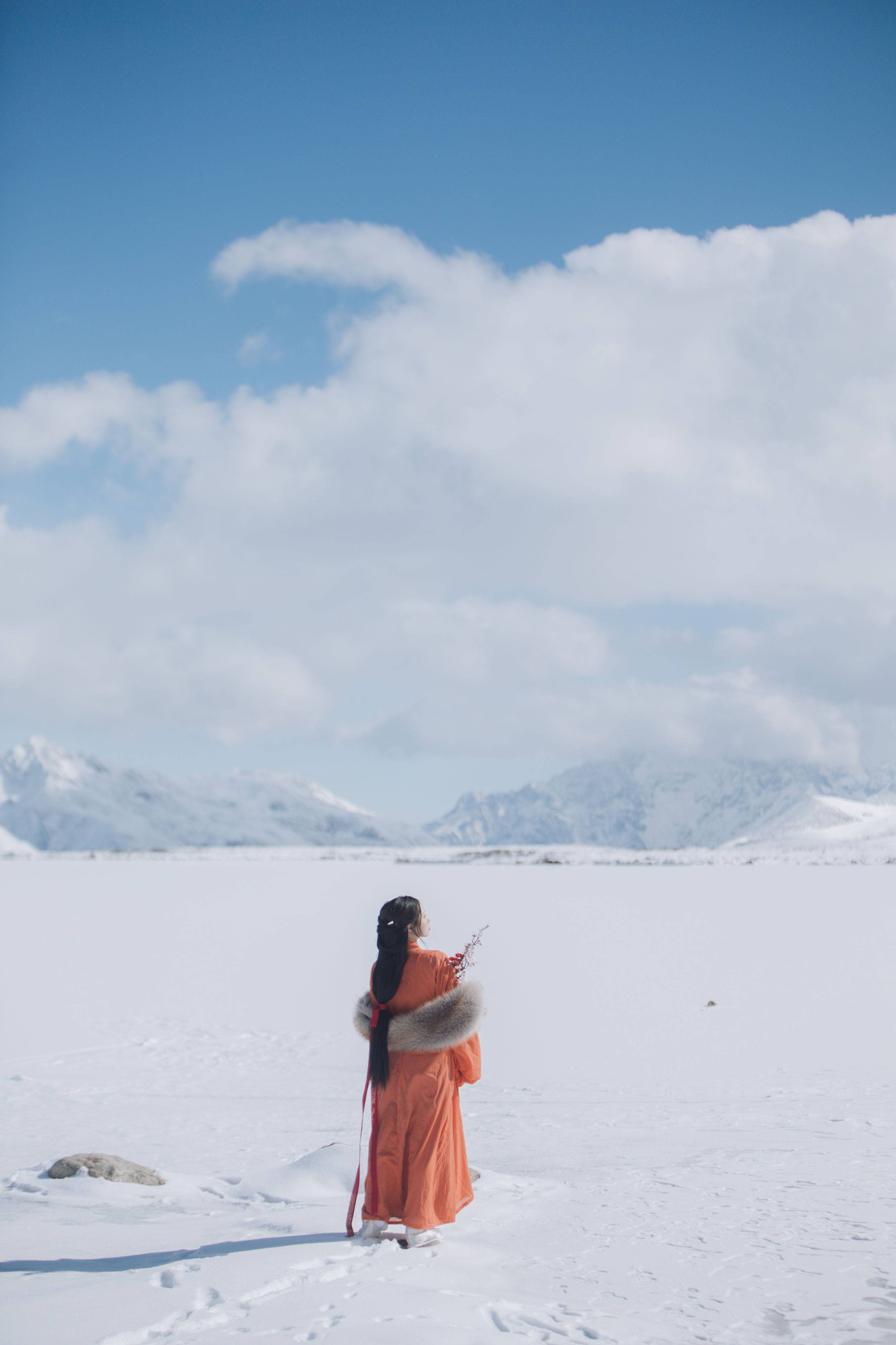 塞外雪 古风 冬天 雪景 古风红衣女子&YiTuYu艺图语-5