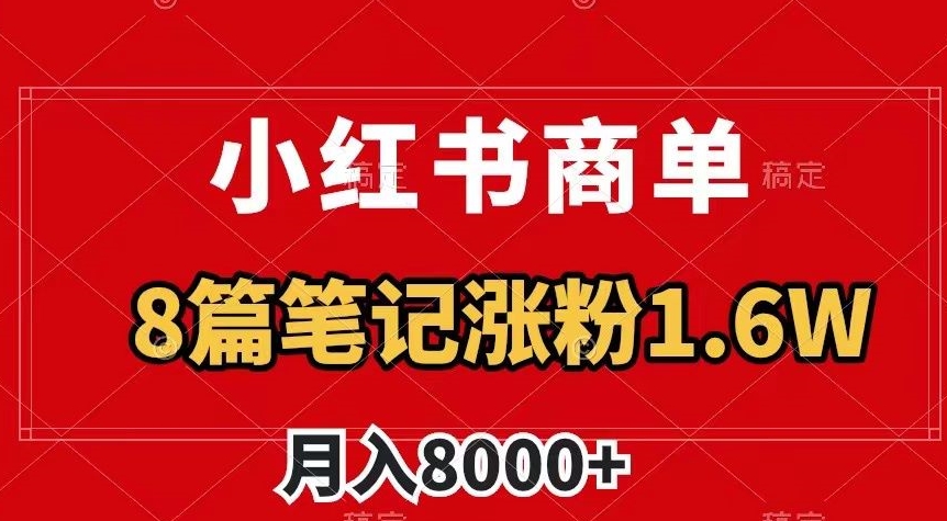 小红书商单秘籍，独家揭晓8篇笔记涨粉1.6w，新手必看