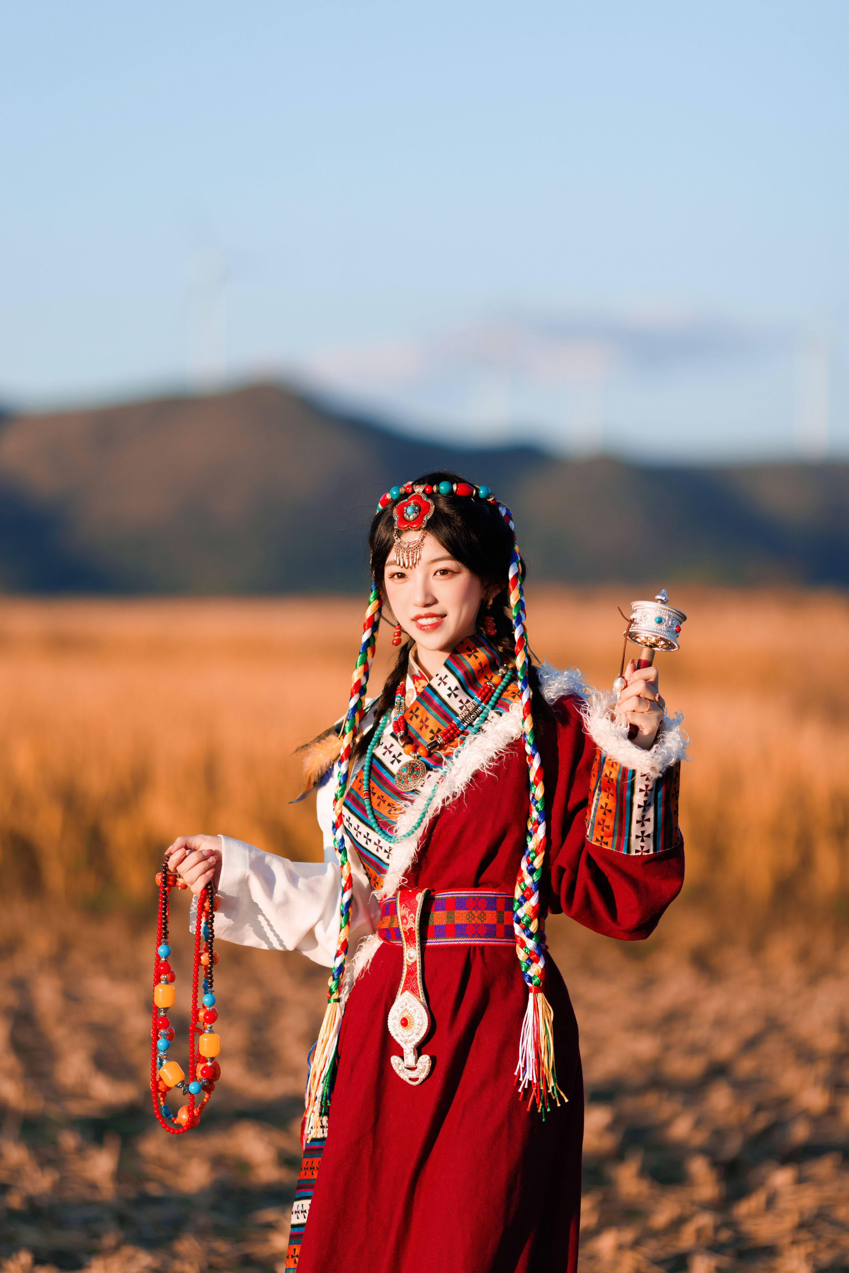 藏服 藏族 民族风 写真 姑娘 摄影 红色 精美