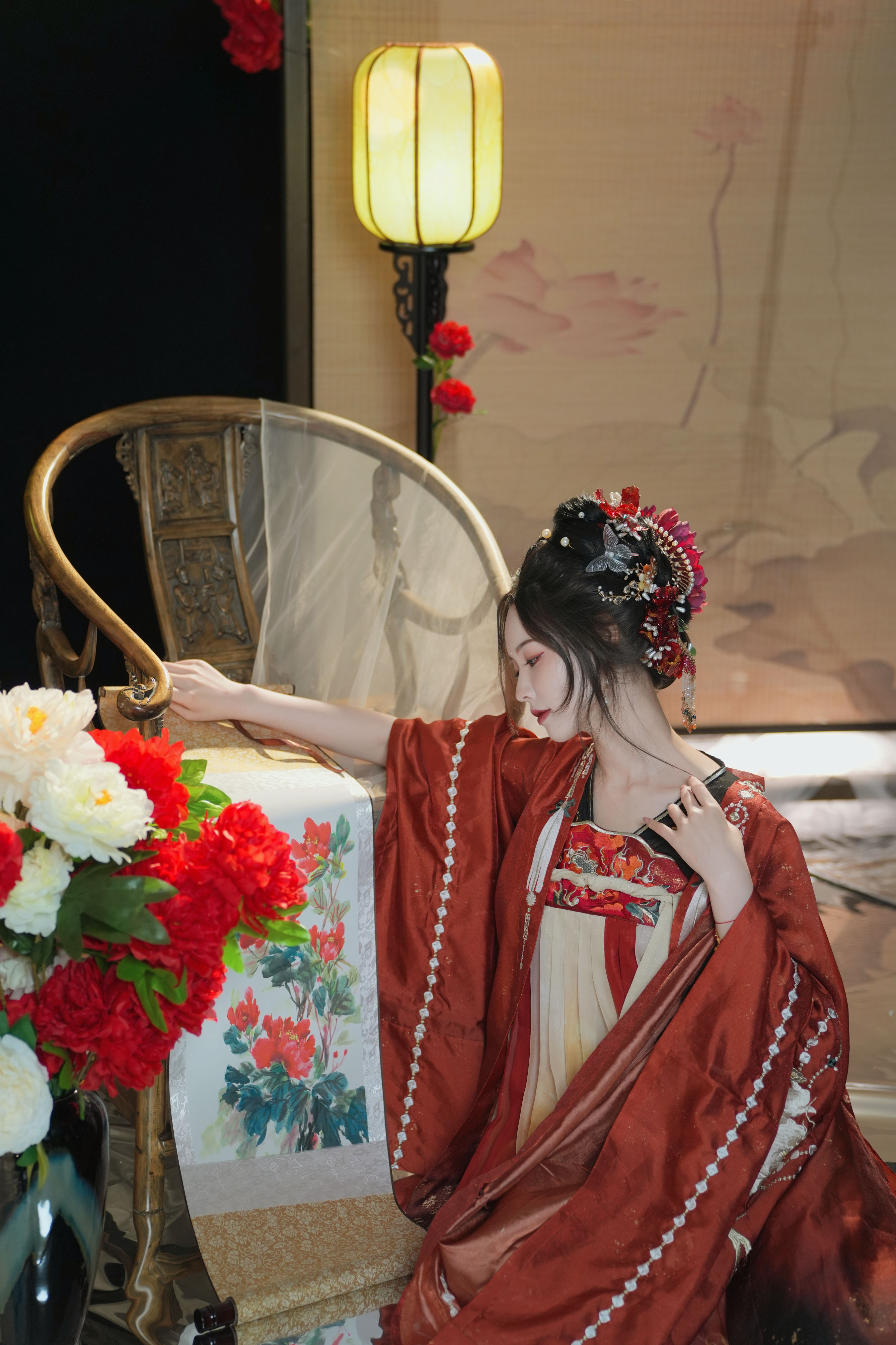 十二花神之牡丹花神 古装 花 中国风 美人 模特 写真 红色 女神