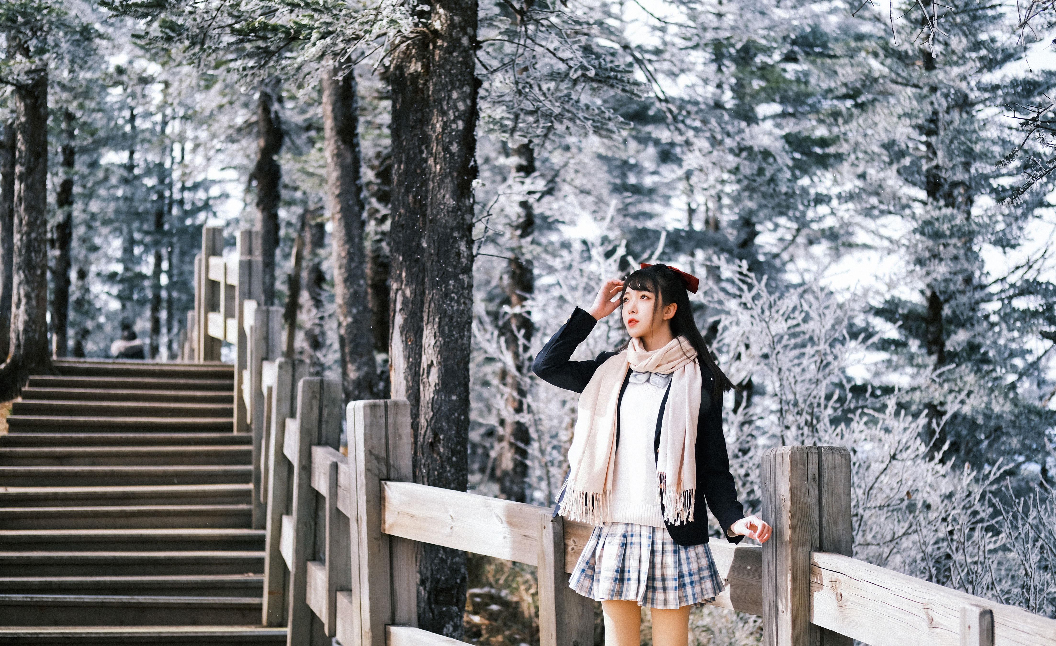 日系少女雪景写真 日系 少女 JK 写真 冬天 雪景